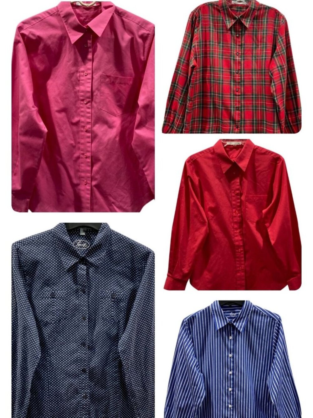 5 Vintage 90s Foxcroft Wrinkle Free Button Down Shirt Lot 14P Casualcore Preppy